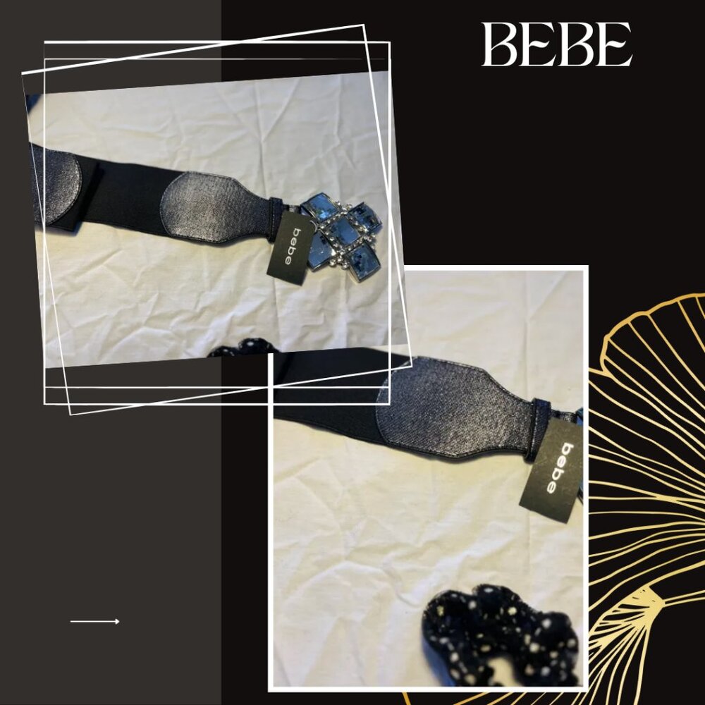 BEBE CRYSTAL CROSS RS CLOSURE BELT NWT